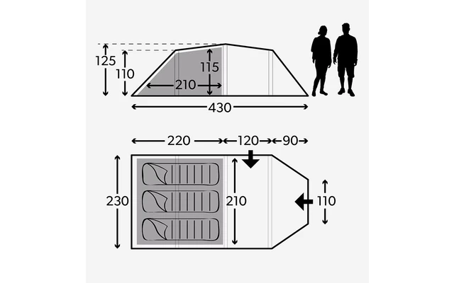 Kampa Mersea 3 Campingzelt Mit Stangen Für 3 Personen 430 X 230 X 125 Cm - Image 2